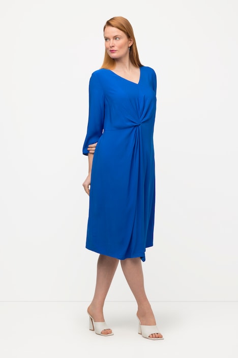 Kleid, asymmetrischer V-Ausschnitt, 3/4-Arm