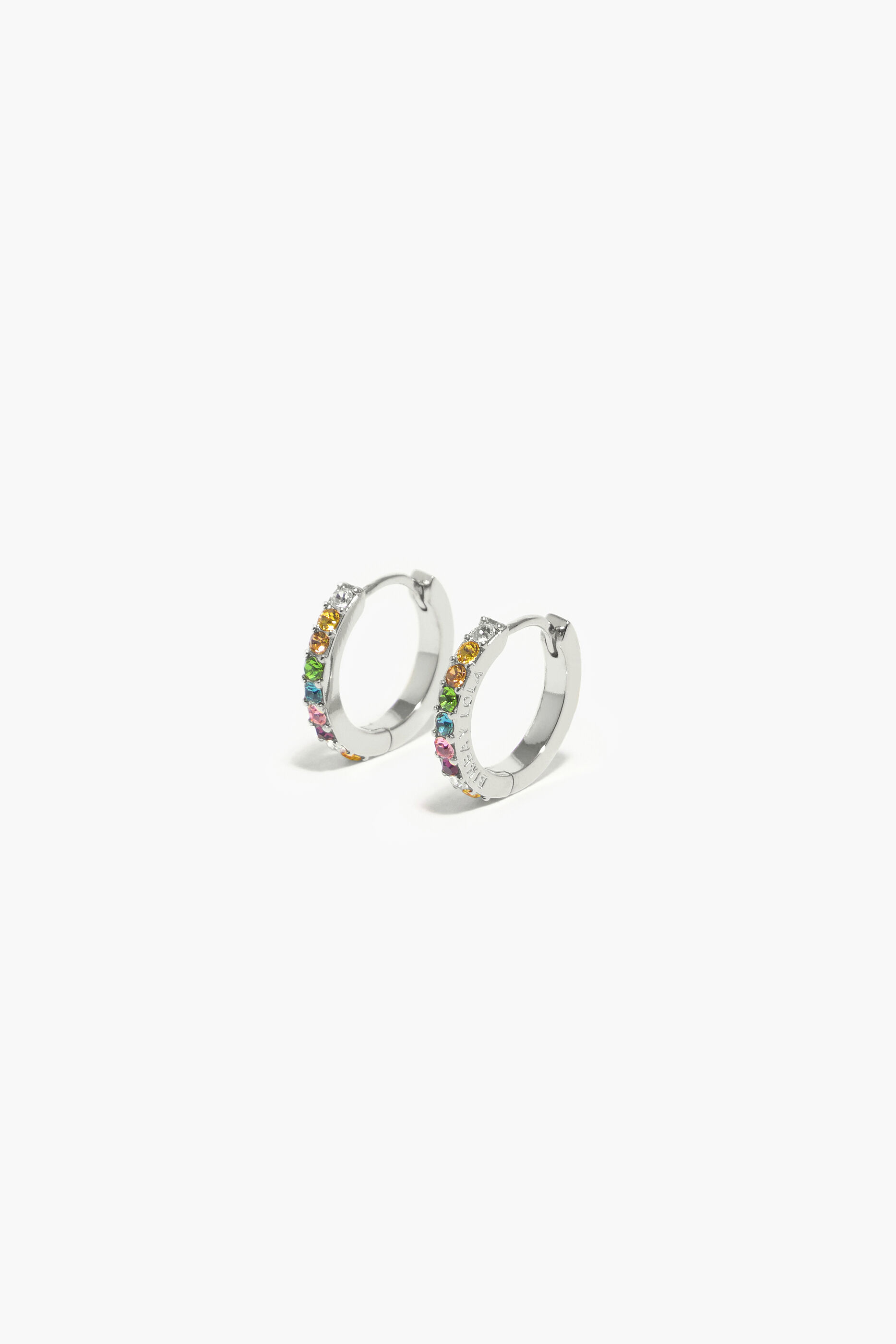 Brincos de argola com cristais multicoloridos