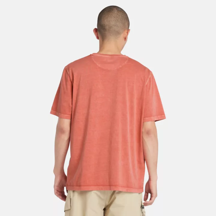 T-shirt teint en pièce pour homme en orange clair