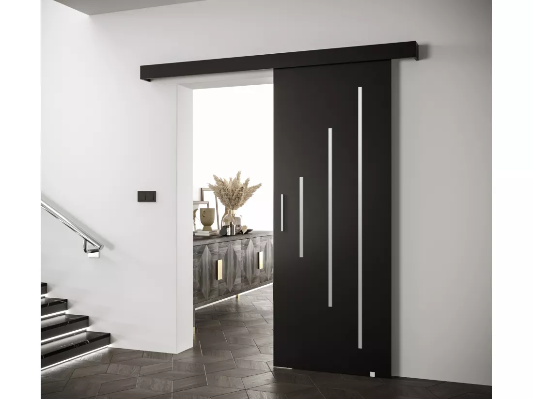Portes coulissantes Salwador Y 80x204 cm (Noir / Noir / Argent)