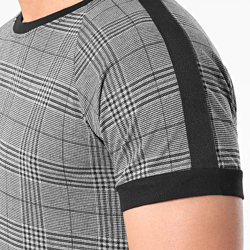 Ensemble De Survêtement A Carreaux Et Bandes 5003-A Gris Anthracite Noir