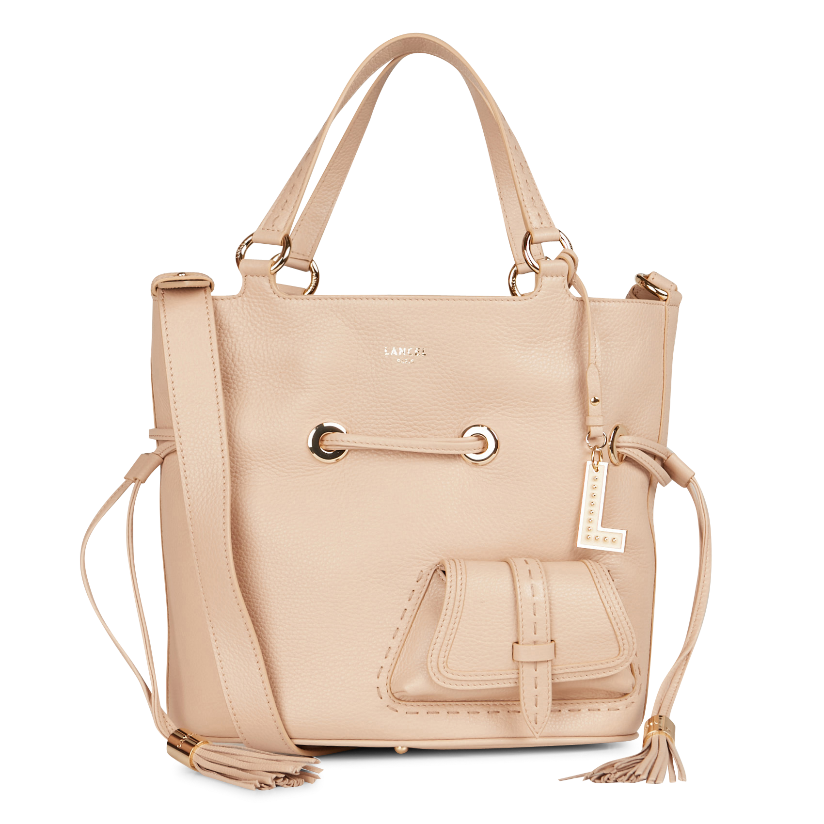 Sac seau en cuir grainé | Beige