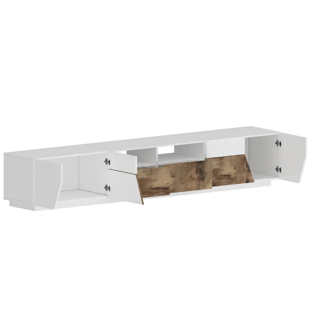 Alter Meuble TV Made in Italy - Blanc brillant et érable