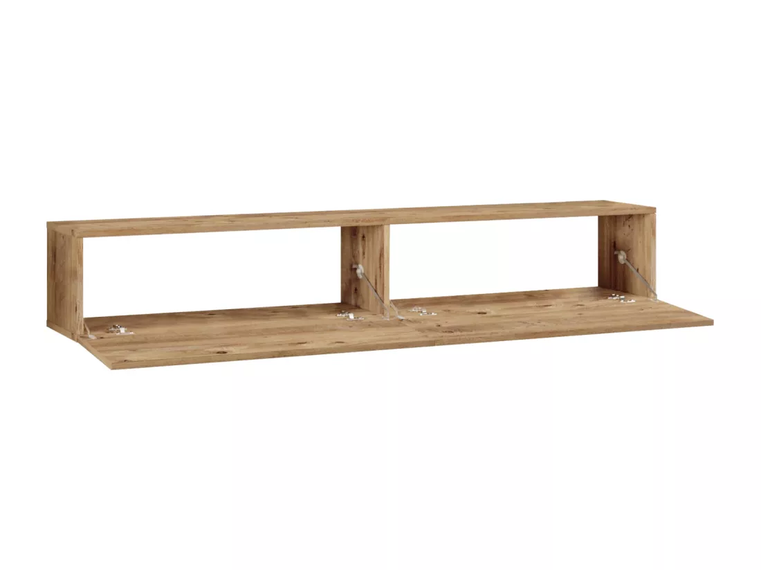 Meuble TV suspendu avec 2 portes - Naturel clair - AUBEPINA