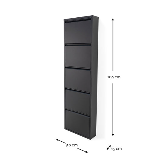 Spinder Design Billy 5 Schoenenkast - Zwart
