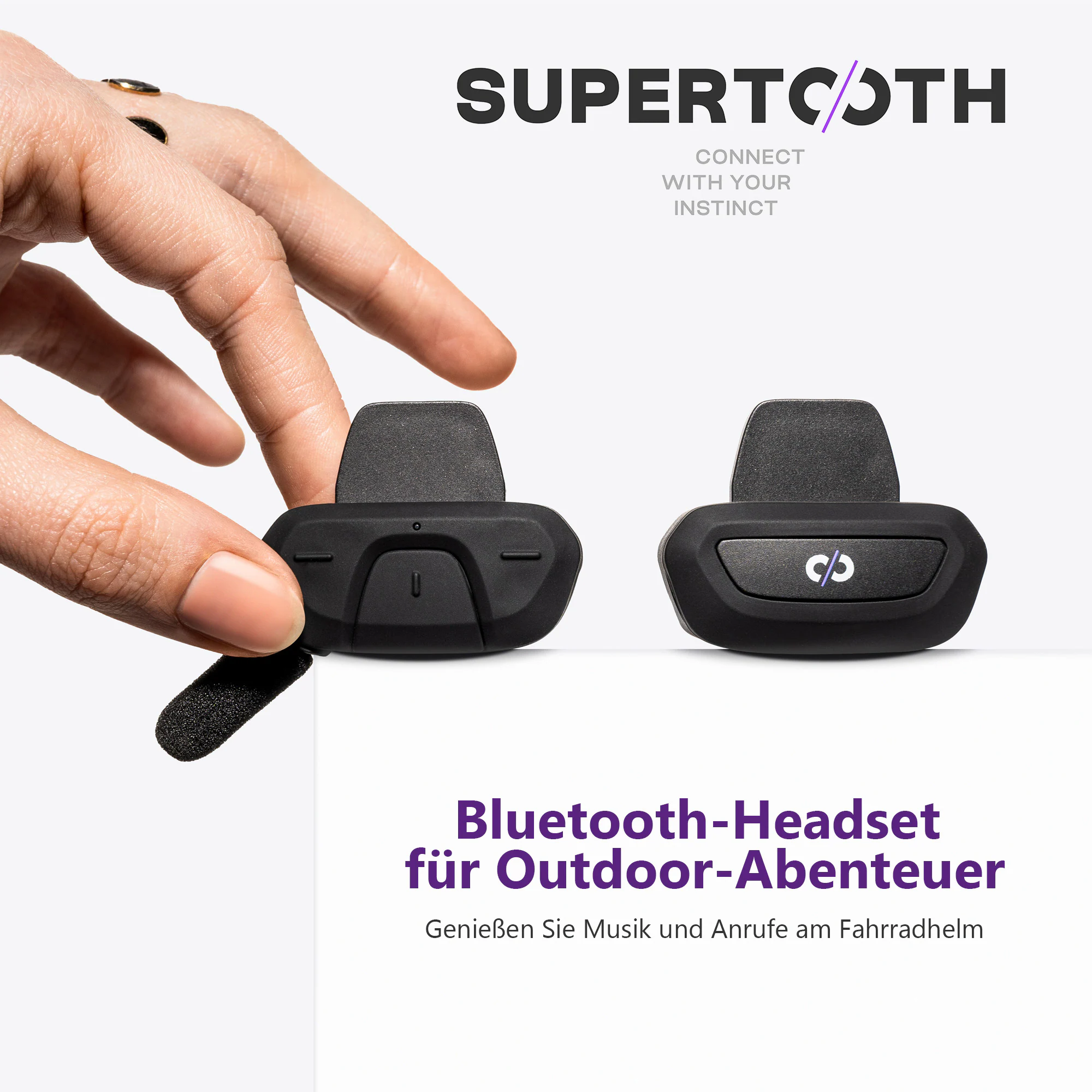 Supertooth ROAMEE Open-Ear Akku Bluetooth Freisprecheinrichtung Interkom Stereo Kopfhörer mit DSP-Technologie für Fahrrad Helme/Skihelme