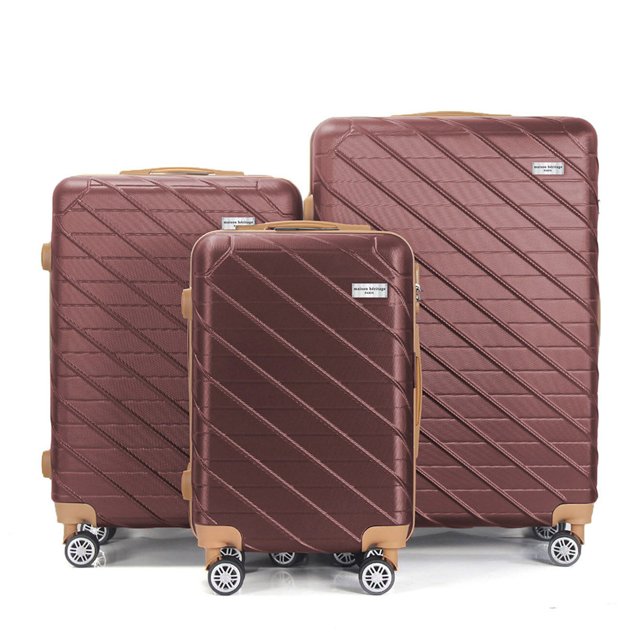 Maison Héritage 3 Valises 4 roues doubles Saint-Germain 55/65/75 cm rouge bordeaux