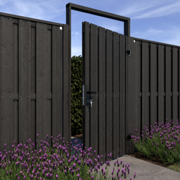 Tuinpoort pakket recht op metalen frame zwart