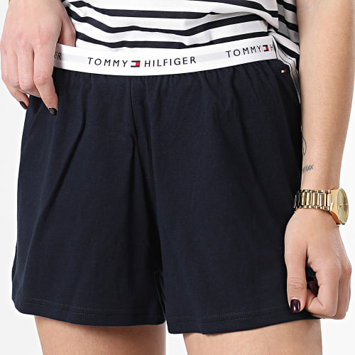 Ensemble Tee Shirt Et Short Femme 4150 Bleu Marine Blanc
