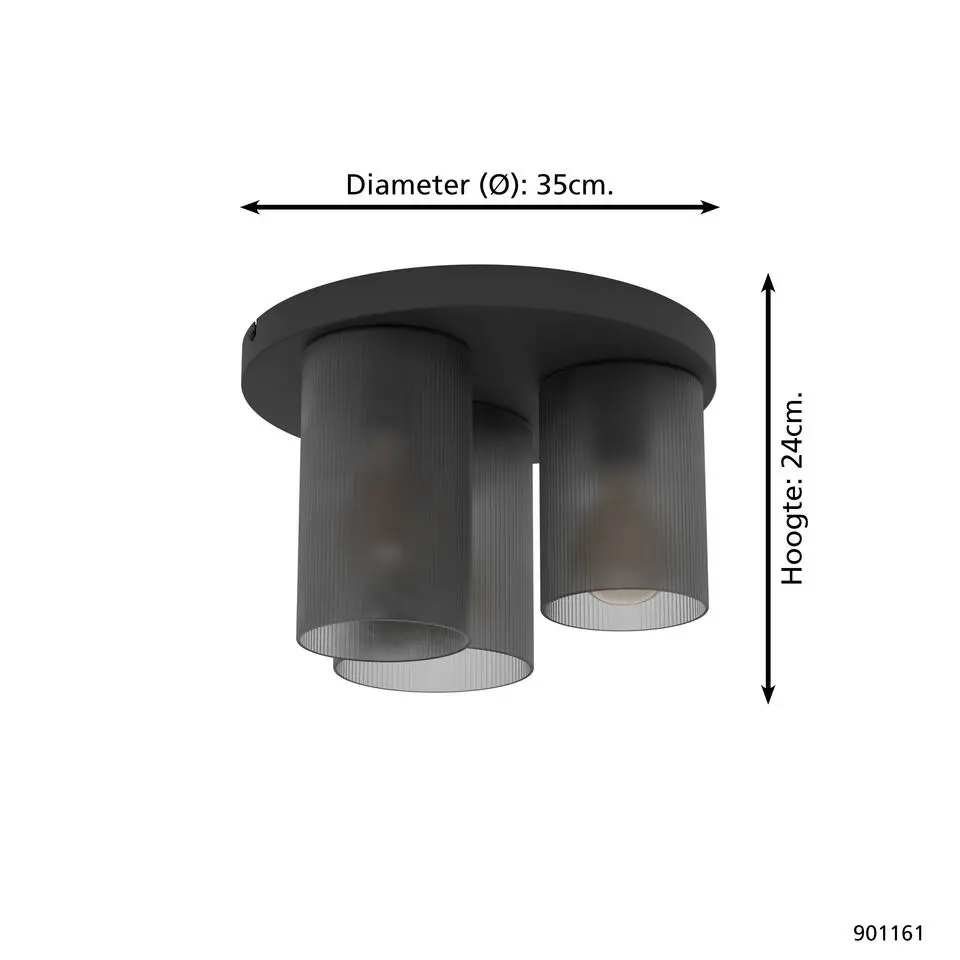 EGLO Colomera Plafondlamp - E27 - Ø 35 cm - Zwart/Mat Grijs