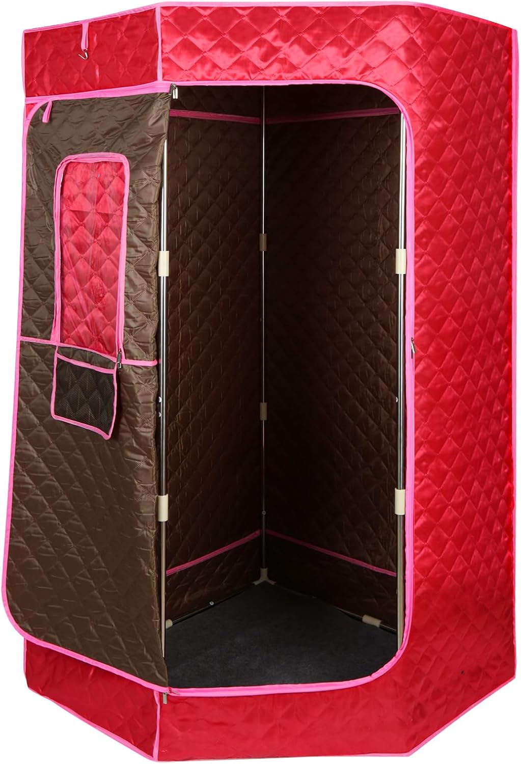 Tragbare Dampf-Sauna, 3L Faltbare Saunakabine 1500 W, mit Fernbedienung und 1 Räucherinstrument, für Heimsaunas und Zeltsaunas (ohne Stuhl), 90 * 90 * 180 cm - 3L - rot