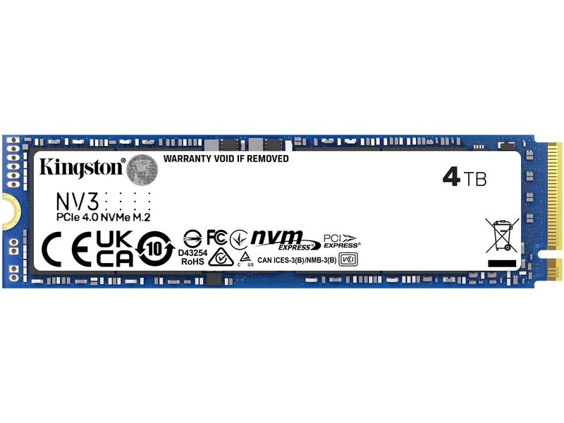 Kingston SSD NV3 M.2 2280 NVMe 4000 GB Schnelles M.2-Solid-State-Drive mit 4 TB Kapazität