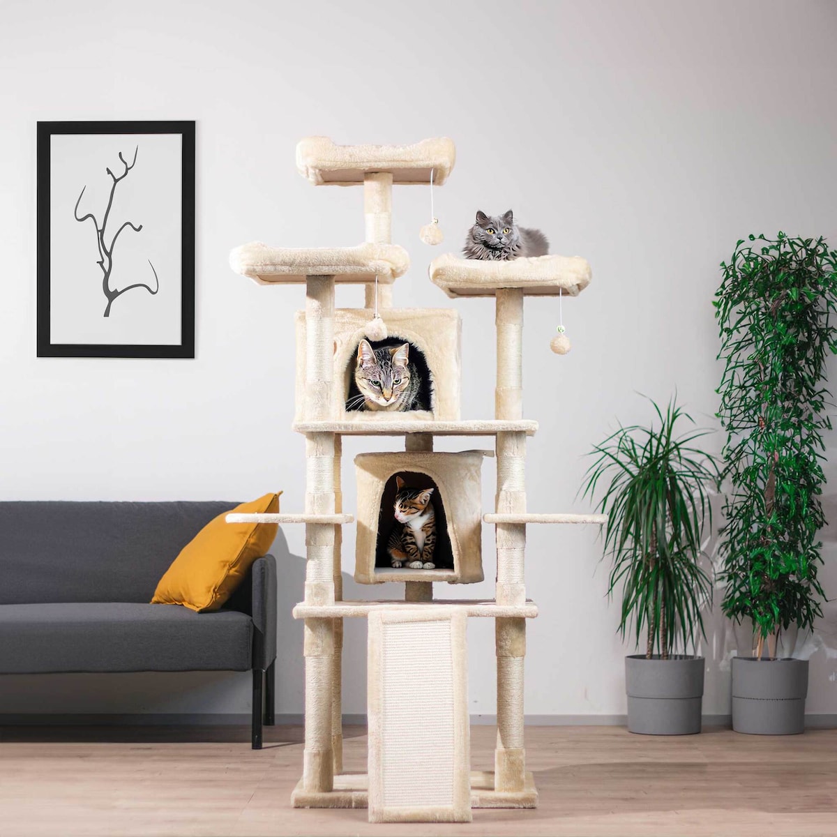 Trekker Kattestativ Tårn 170cm, Beige
