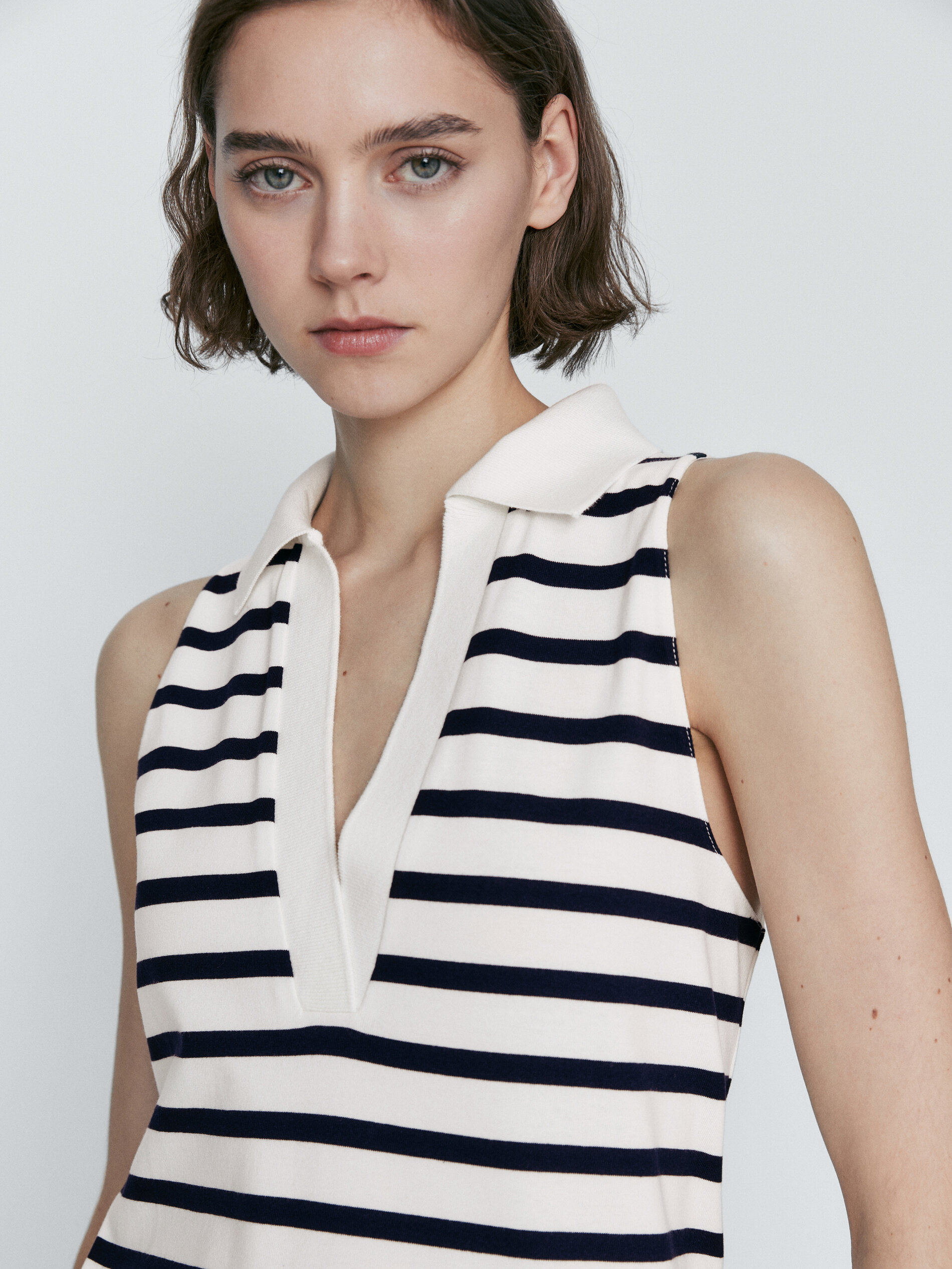 Vestido polo rayas sem mangas - RAW