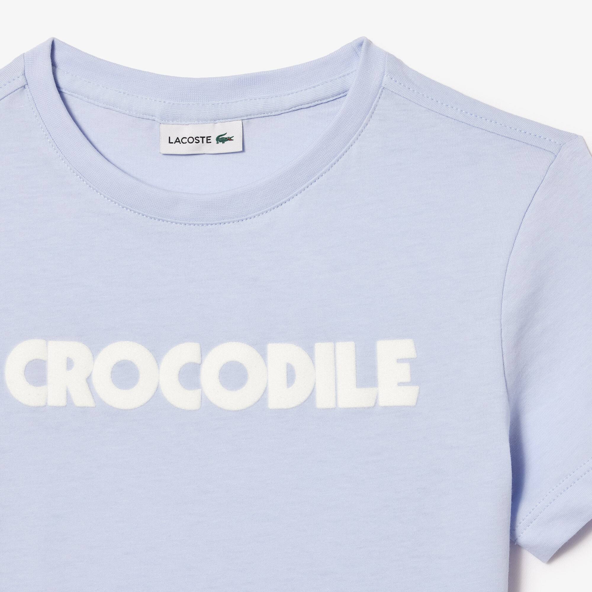 T-Shirt aus Baumwolle mit Croc-Aufdruck T-Shirts & Hemden - Blau - Lacoste - Kinder