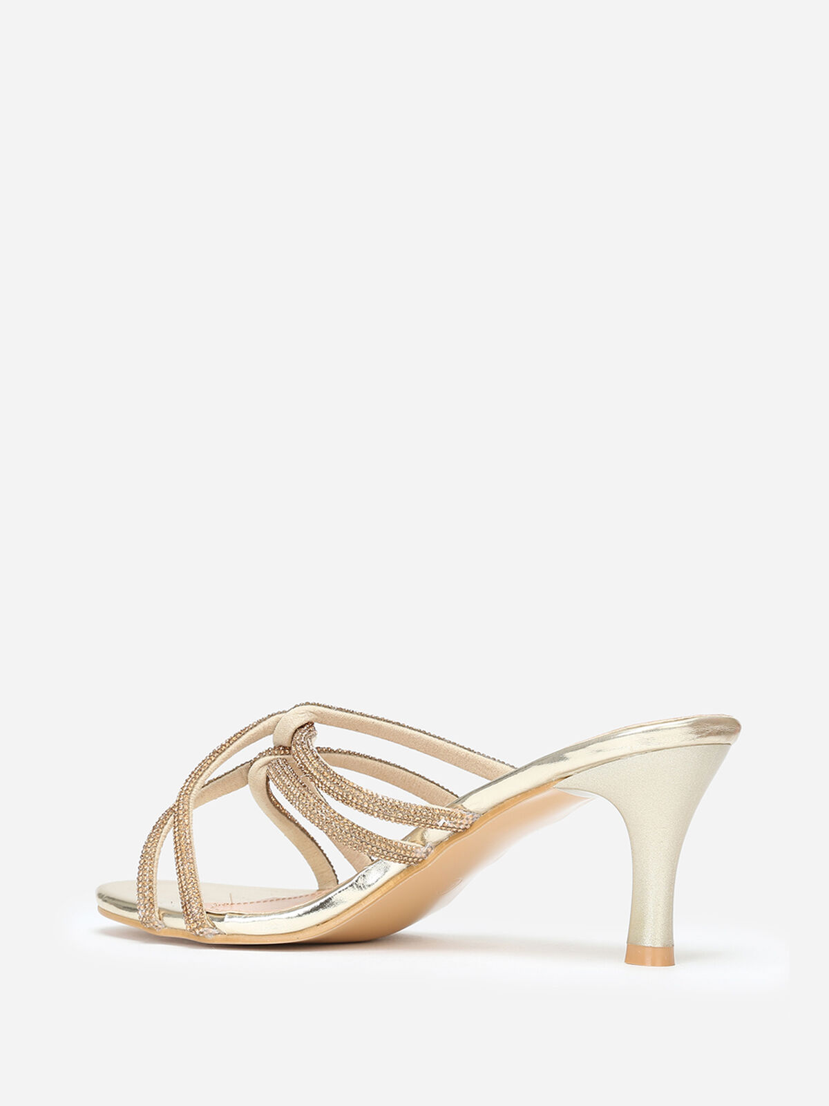 Mules à brides strass entrelacées grandes tailles- Doré