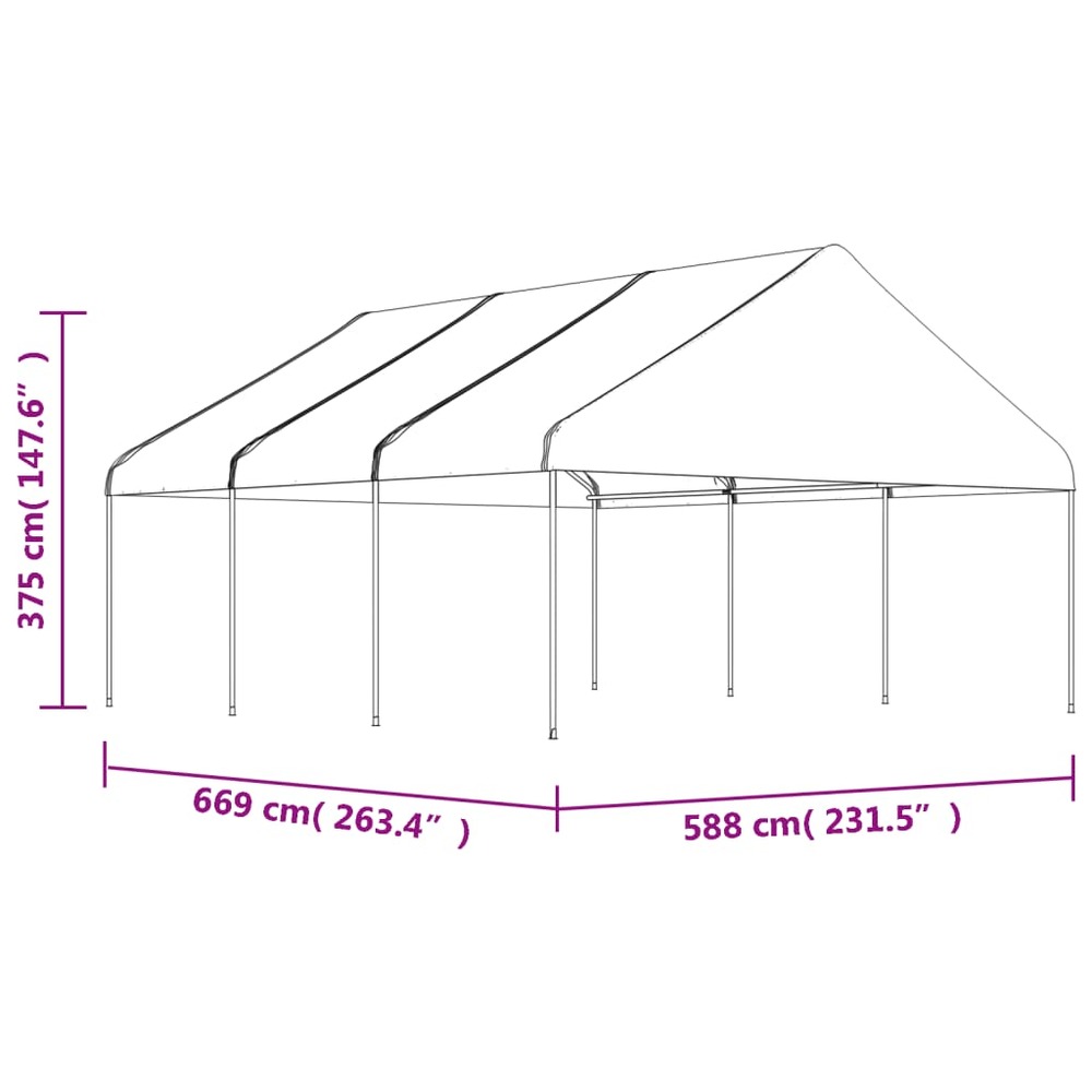 Belvédère avec toit blanc 6,69x5,88x3,75 m polyéthylène