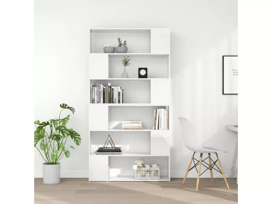 Bibliothèque/Séparateur de pièce Blanc brillant 100x24x188 cm