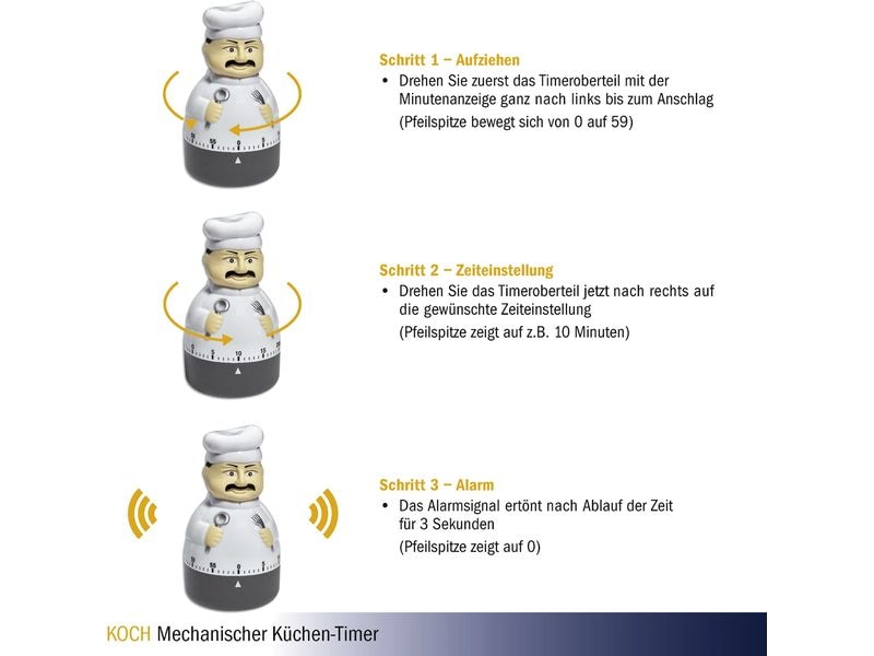 TFA Dostmann Küchentimer Koch Weiss Timer für die Küche in Koch Design