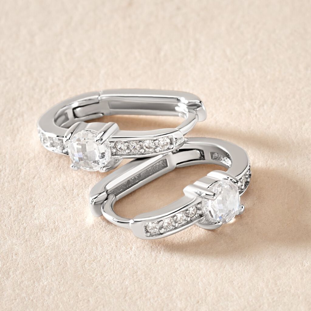 Créoles Francene Argent Blanc Oxyde De Zirconium
