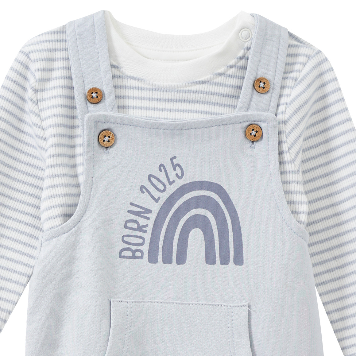 Topomini Pure Collection Newborn Strampler und Langarmshirt Born 2025 hellblau / weiss