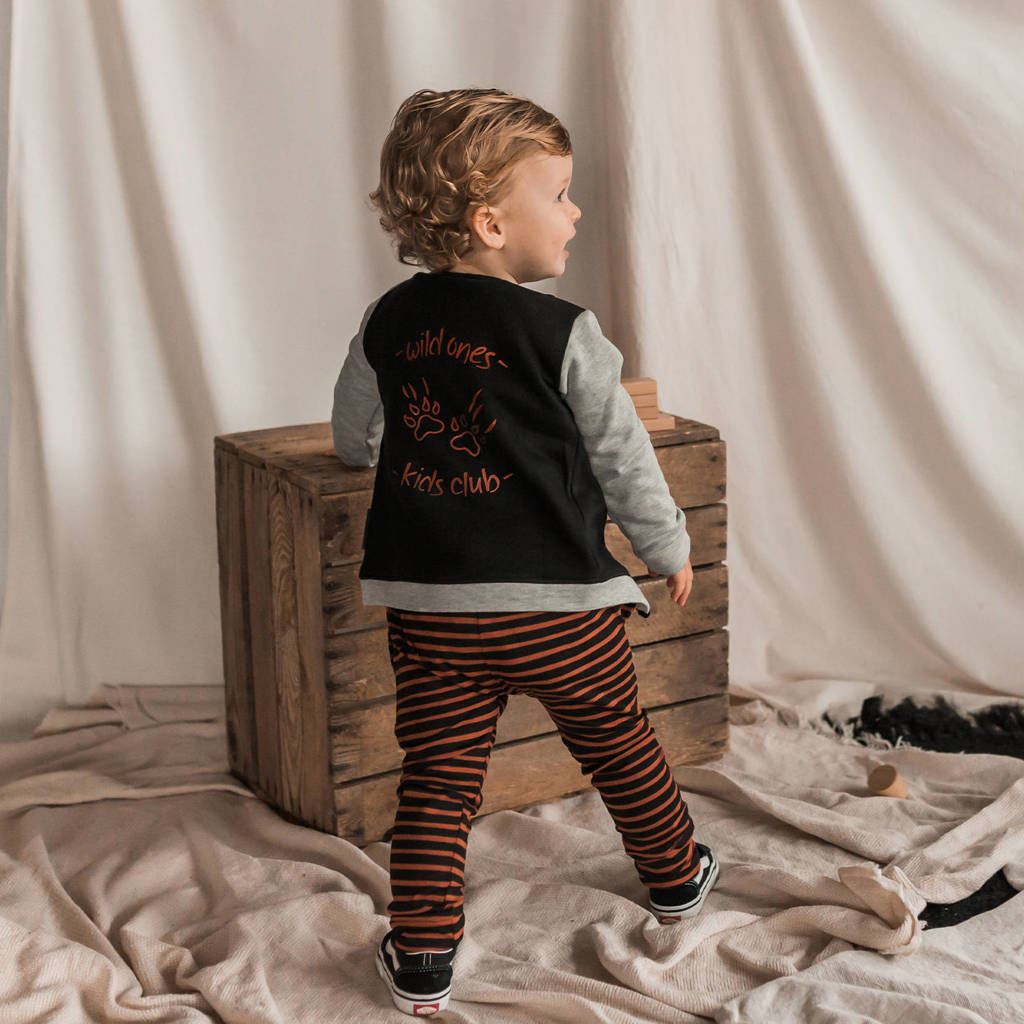 Your Wishes baby gestreepte broek met katoen bruin/zwart