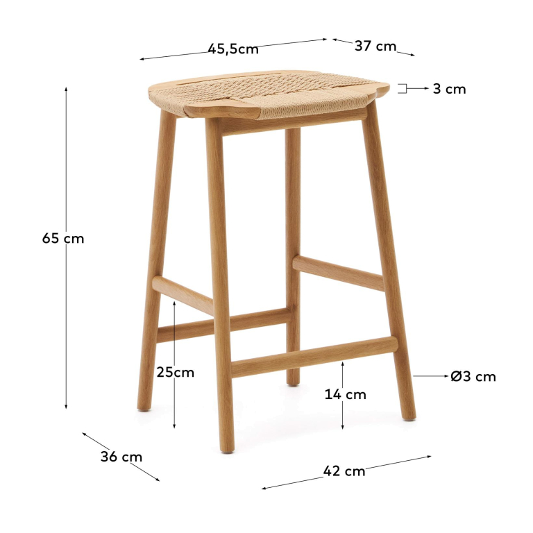 Kave Home Enit barkruk 65cm eiken