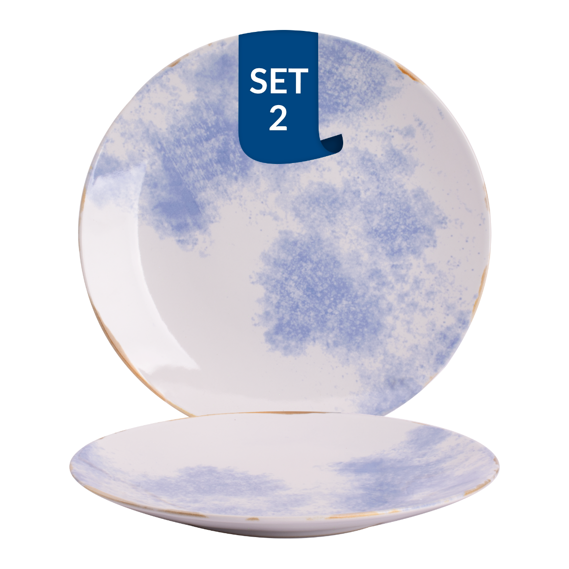 James Cooke - Clouded Charm - Bord - 2 stuks - Ã¸ 27 cm - Wit|Blauw