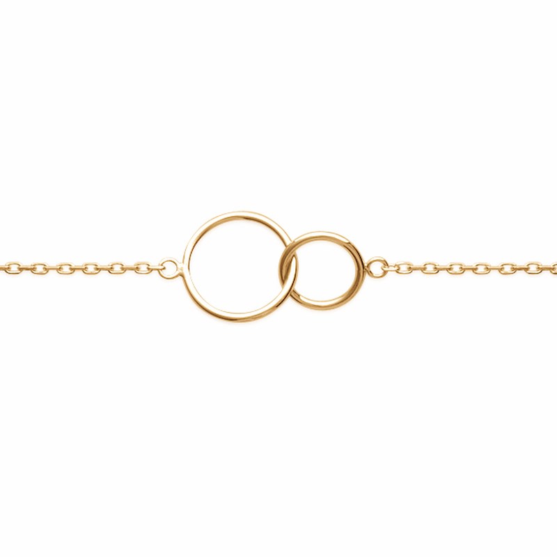 Bracelet Fin Plaqué Or 2 Anneaux Entrelacés Cercles