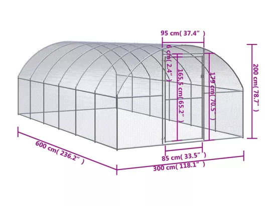 Poulailler d'extérieur 3x6x2 m Acier galvanisé