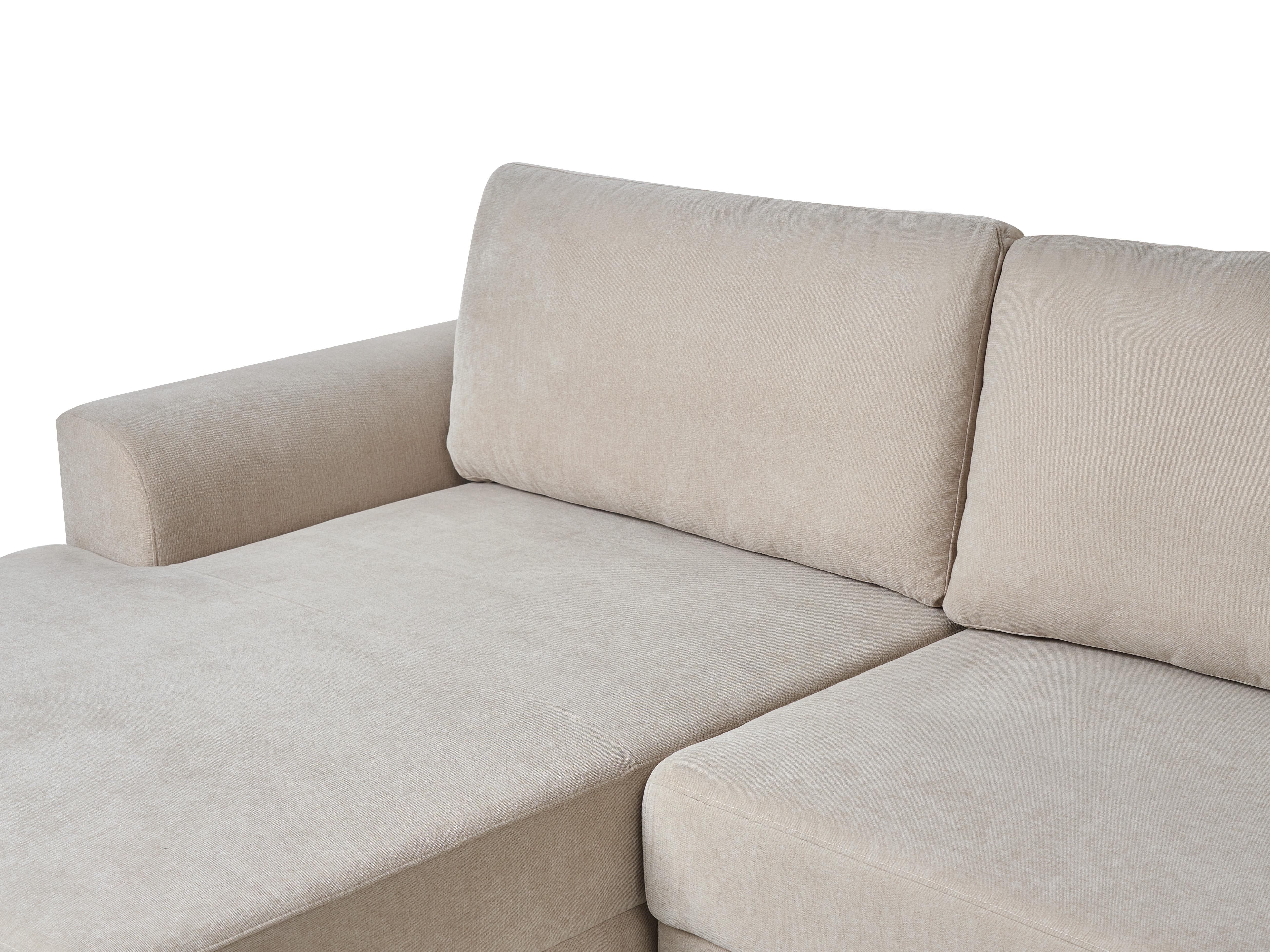 Hoekslaapbank 3-zits NUBORG Chenille Lichtbeige linkszijdig