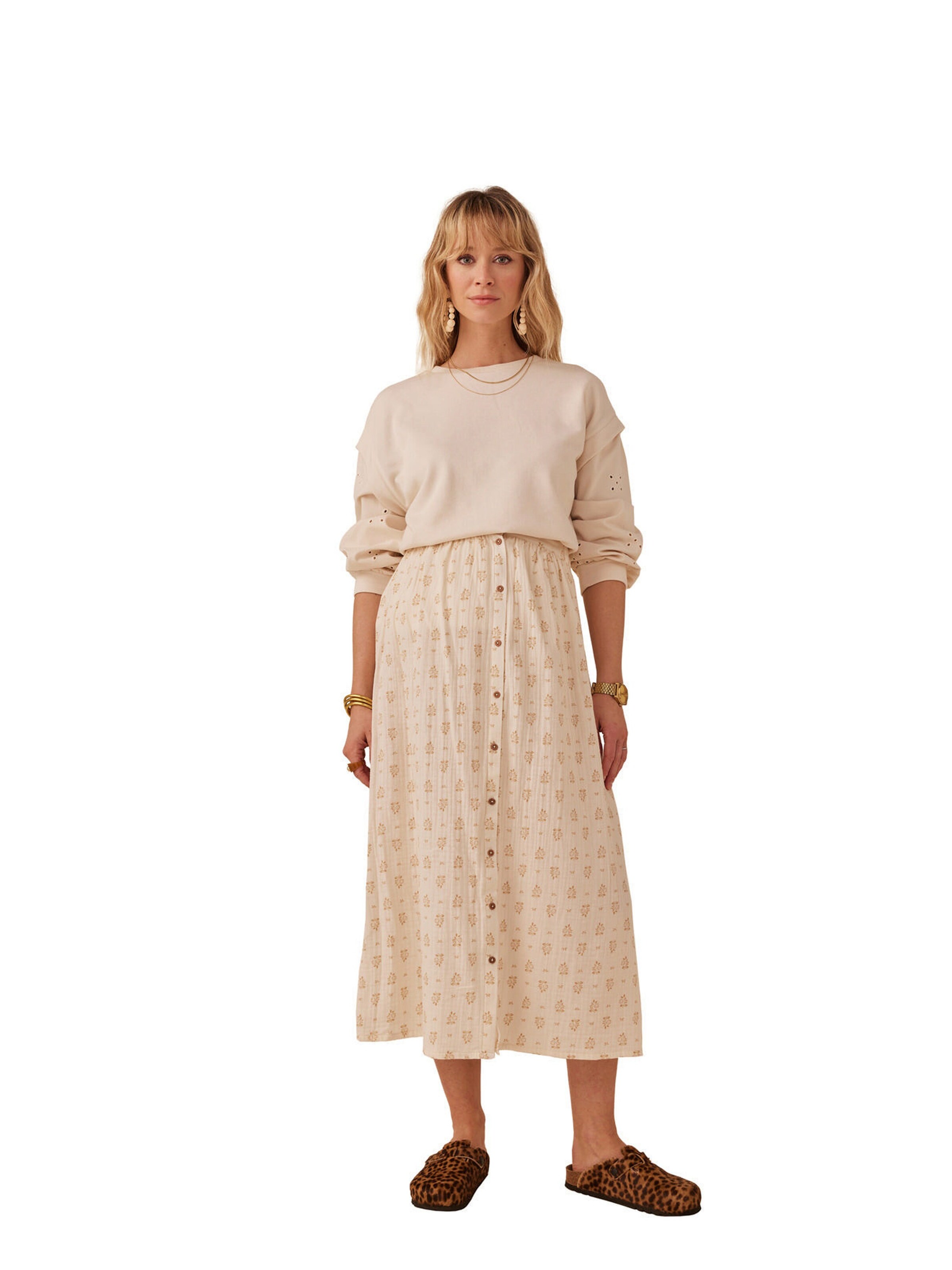 Envie de Fraise Umstands-Sweatshirt mit Materialmix sandfarben