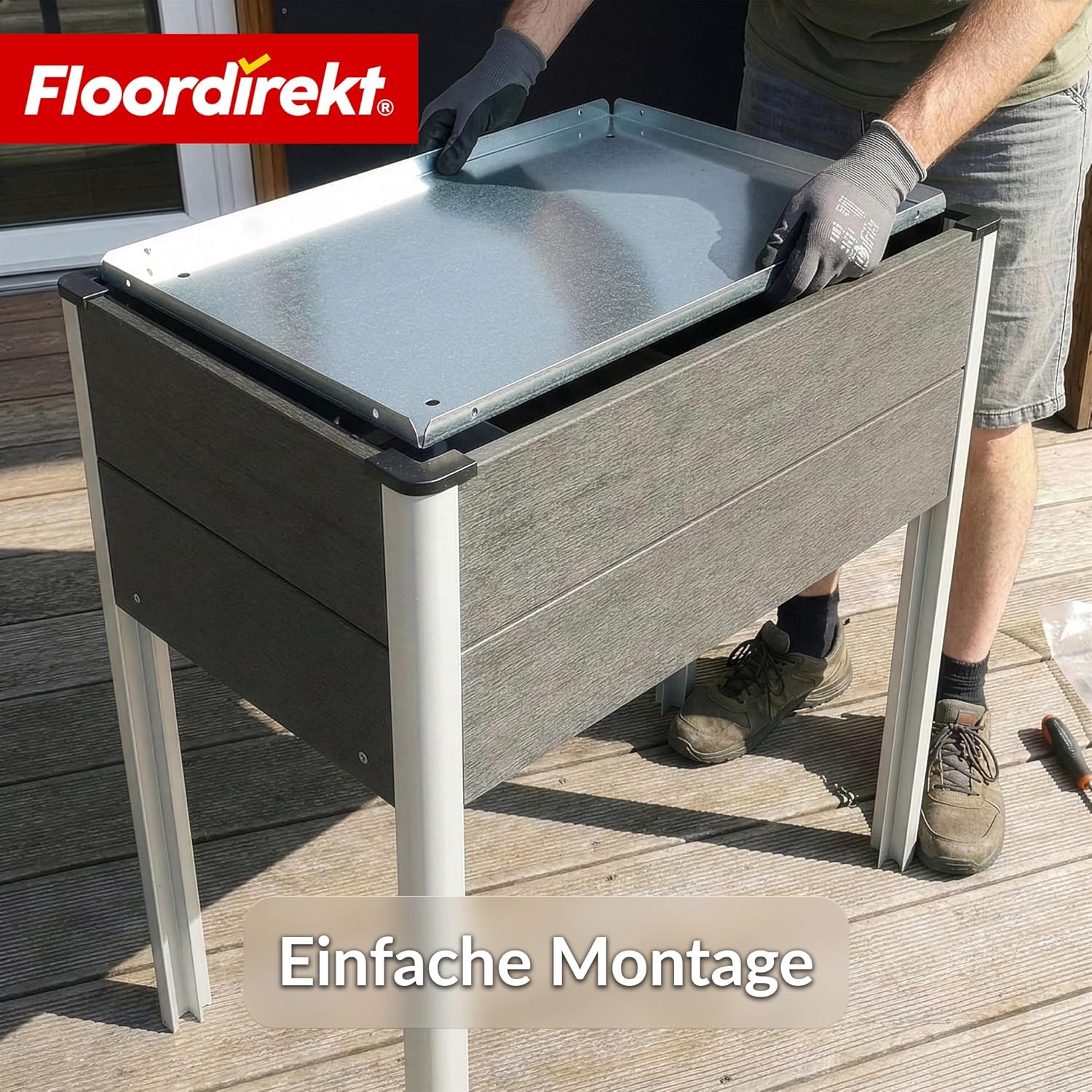 Floordirekt Hochbeet 60x50x90cm Anthrazit WPC - Wetterbeständig & pflegeleicht auf Stelzen für Garten, Balkon oder die Terrasse - Salina