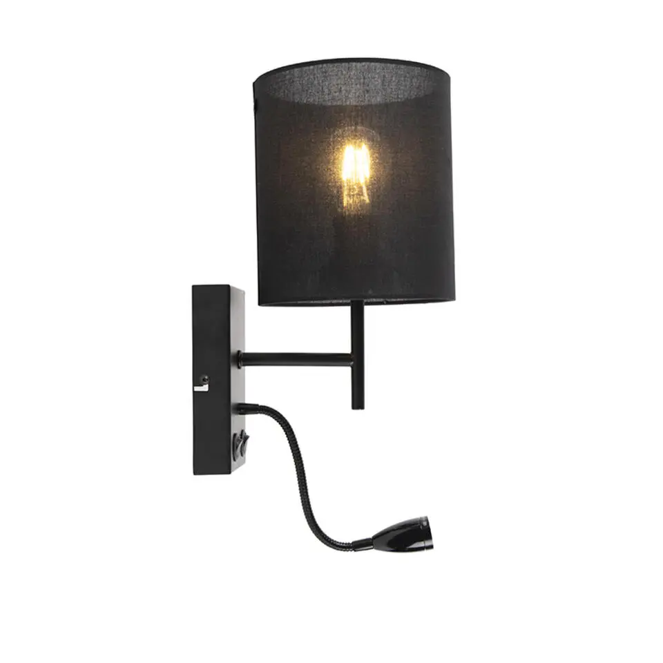 Qazqa wandlampen stacca zwart e27
