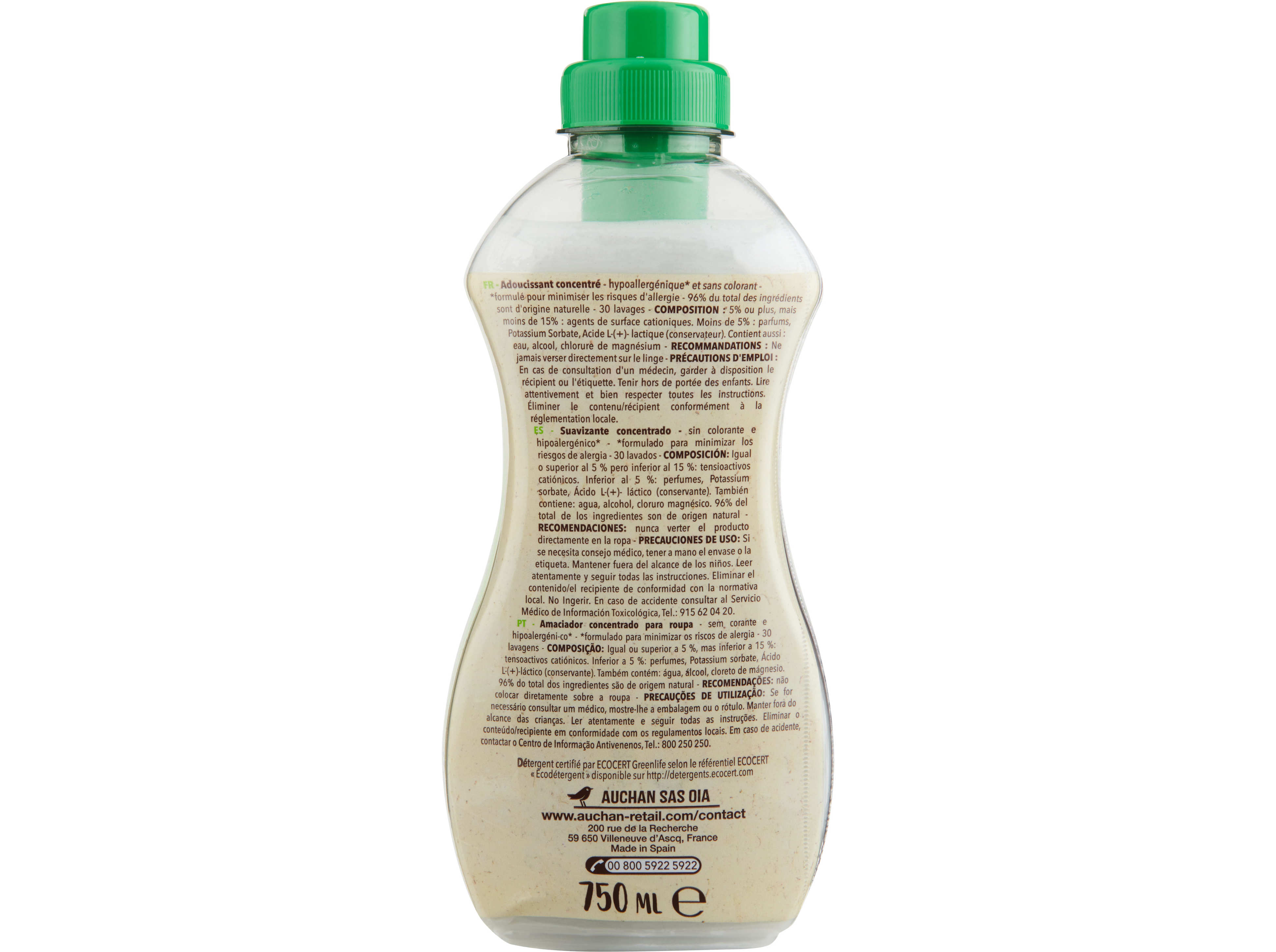 AMACIADOR CONCENTRADO AUCHAN BETTER LIFE SABÃO NATURAL 30 DOSES