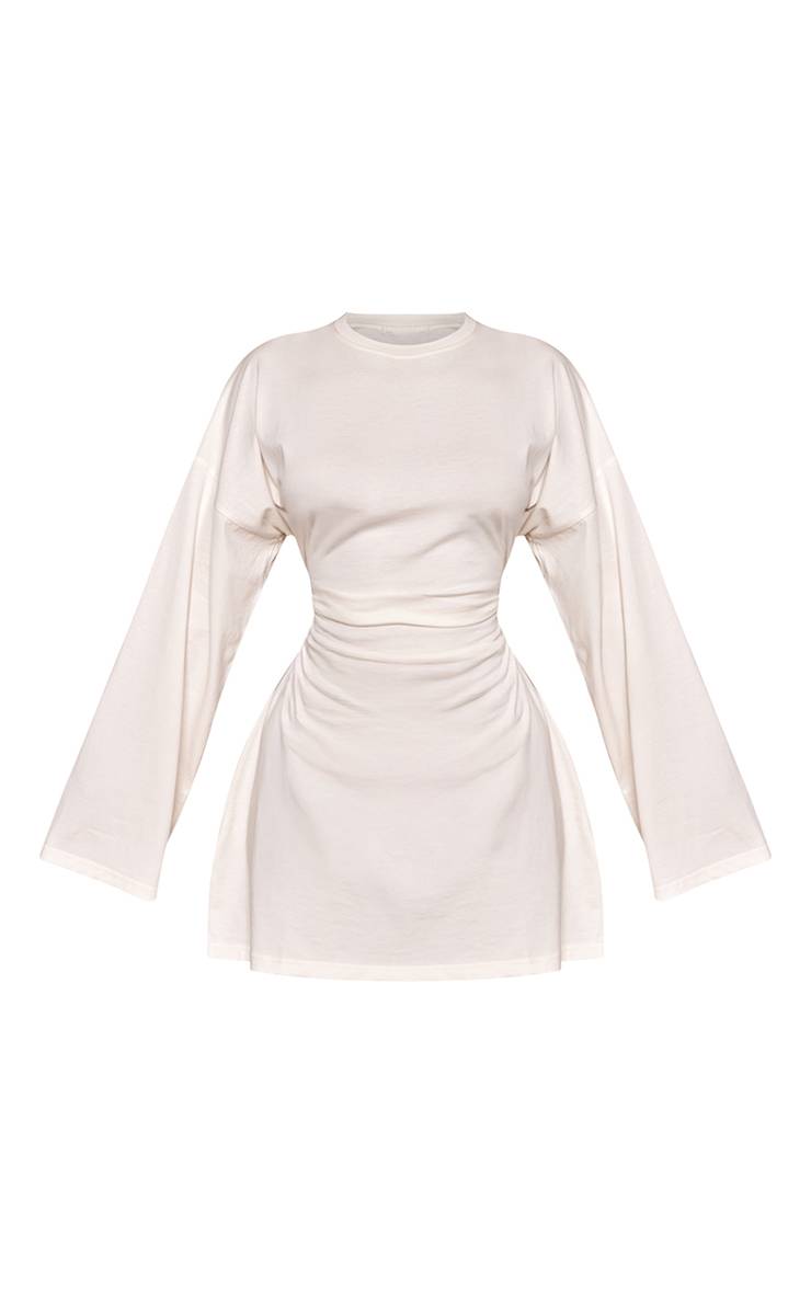 Crème Robe Mini En Jersey À Manches Longues Avec Fronces Latérales Petite
