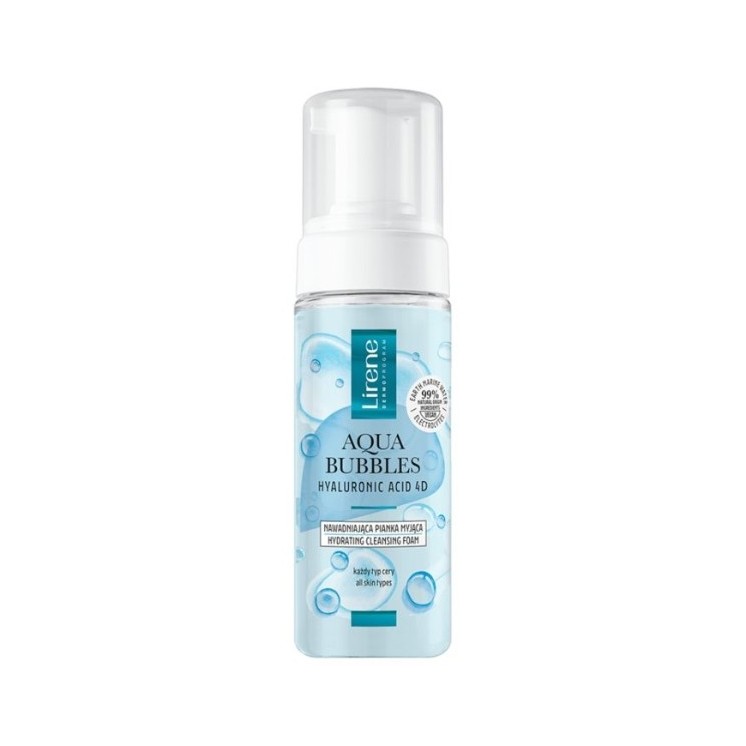 Lirene Aqua Bubbles Hyaluronic Acid 4D feuchtigkeitsspendender Gesichtsreinigungsschaum für alle Hauttypen 150 ml