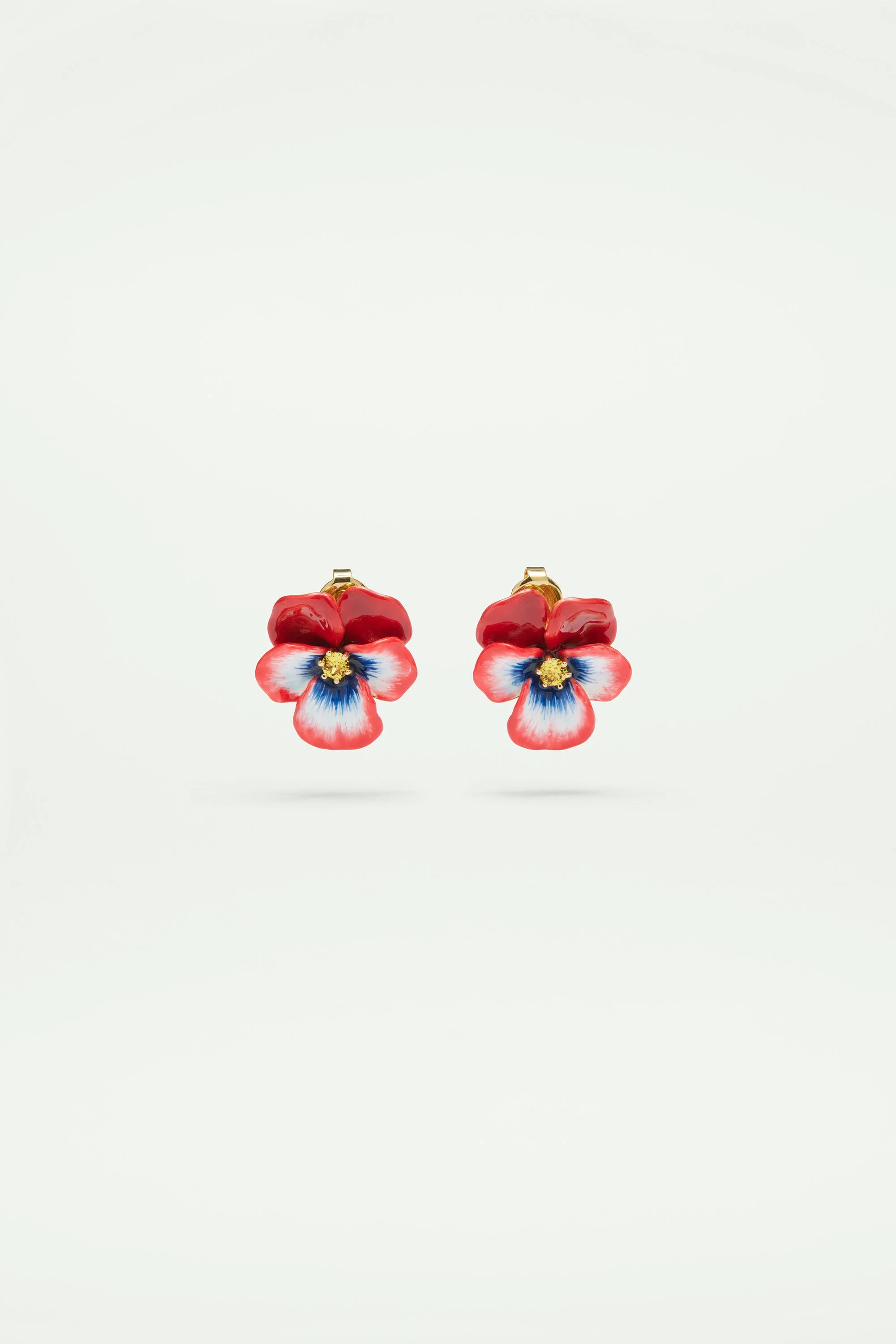 Boucles d'oreilles penséeet cristal taillé | Rouge