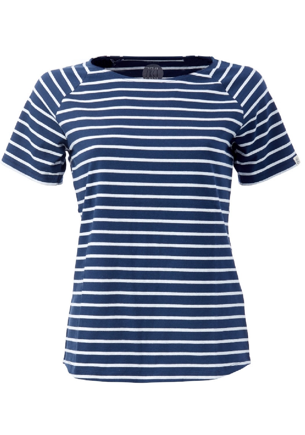 WE ARE ZRCL Damen Raglan T-Shirt Basic Ringel Blue/Silver
