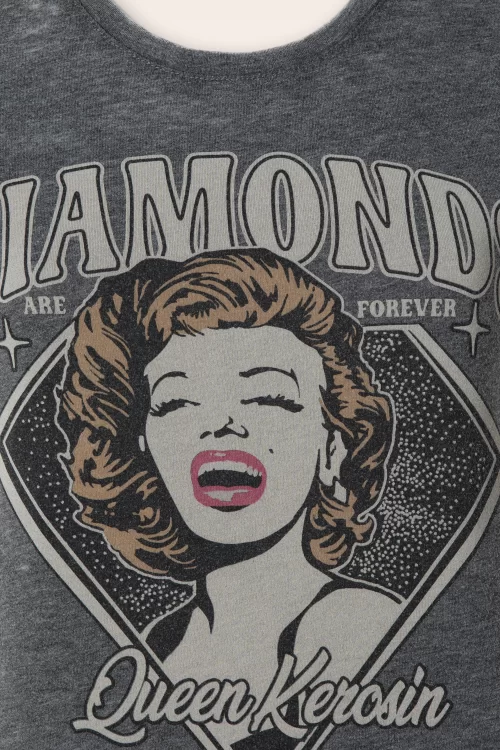 Queen Kerosin Diamonds T-shirt in grijs