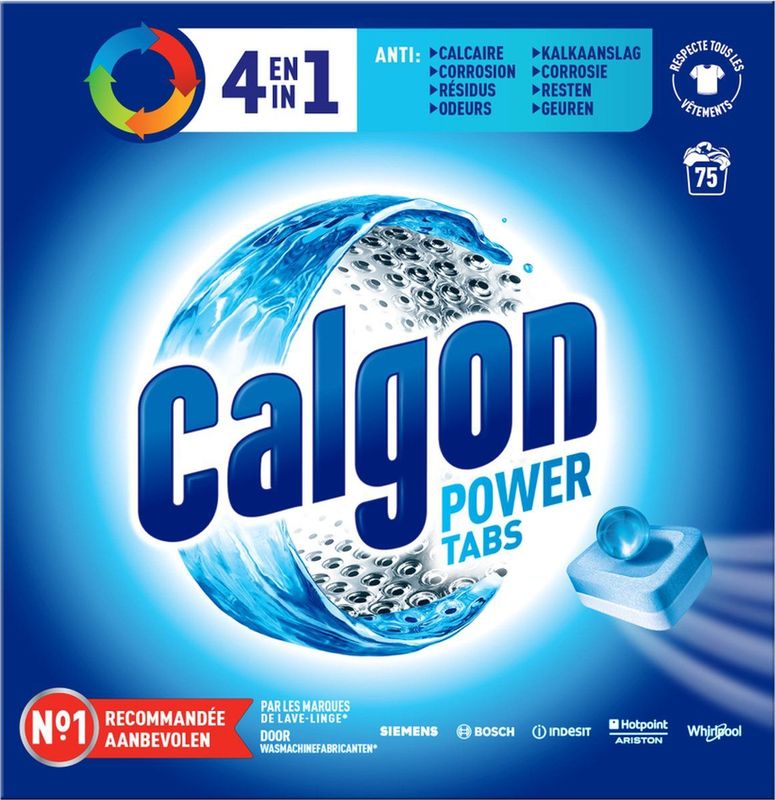 Calgon 4 in 1 Powerball Wasmachine Reiniger en Anti kalk - 75 Tabletten