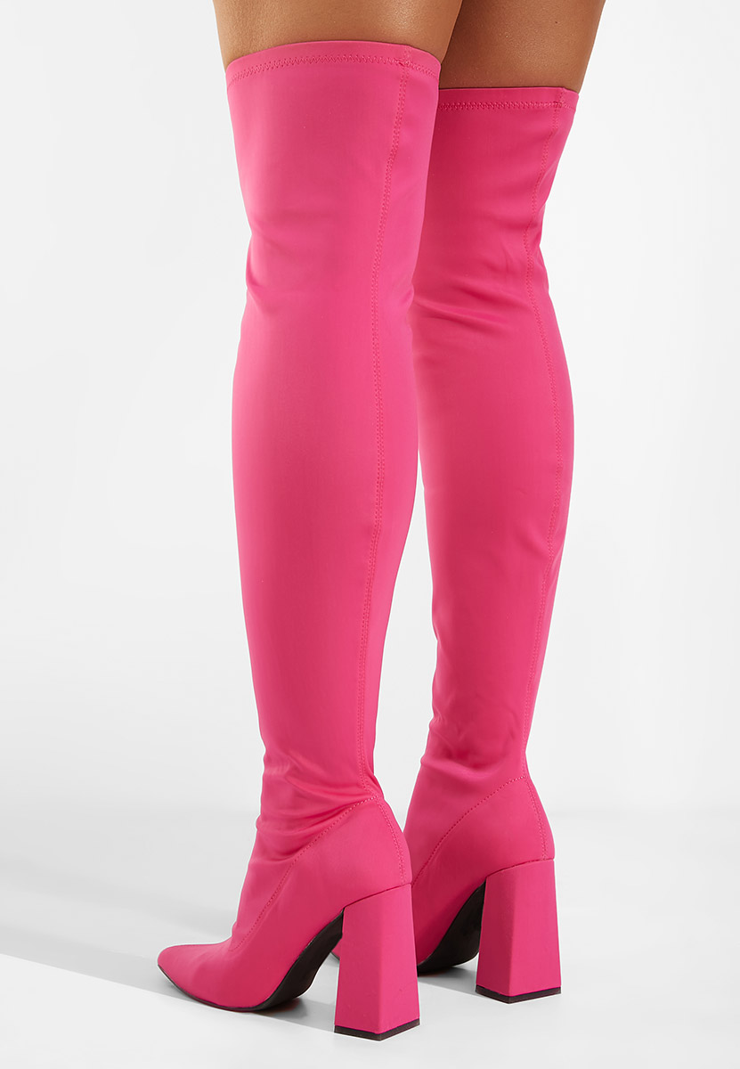 Bottes longues à talon fuchsia Alexania