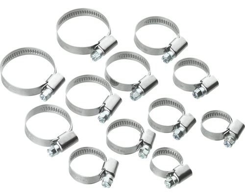 RVS slangklemmenset 12-40 mm, 12-delig