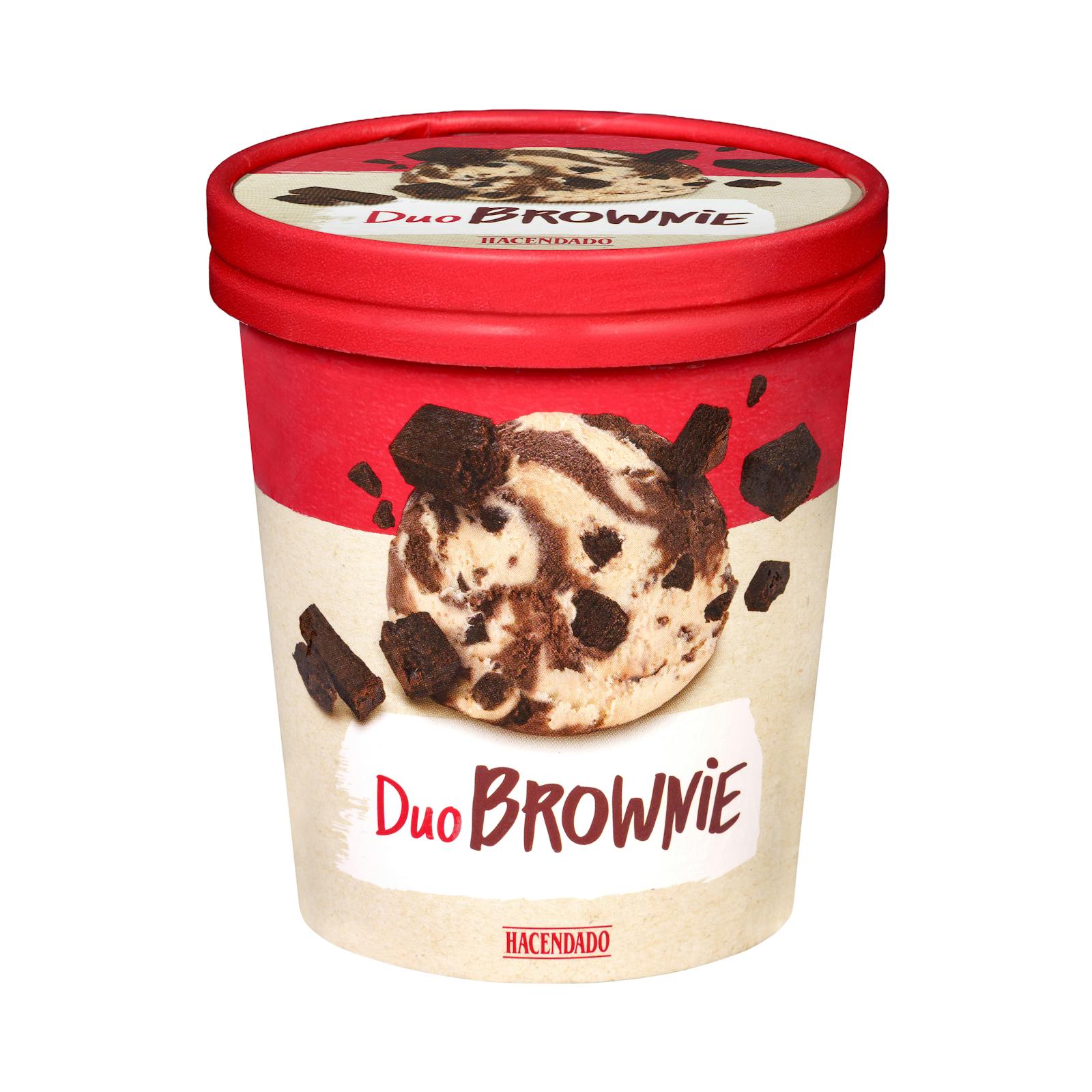 Glace Hacendado Duo Brownie avec crème aromatisée à la vanille et au cacao