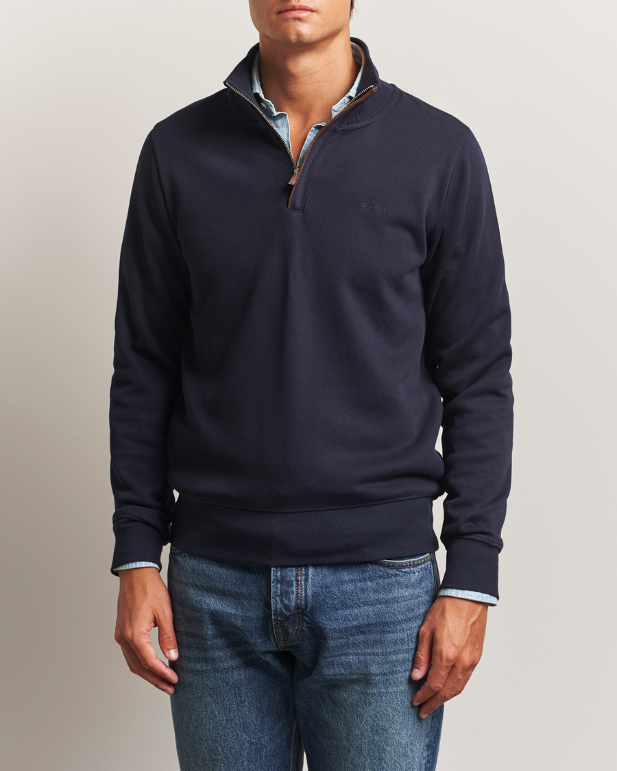 GANT Sacker Rib Half Zip Evening Blue