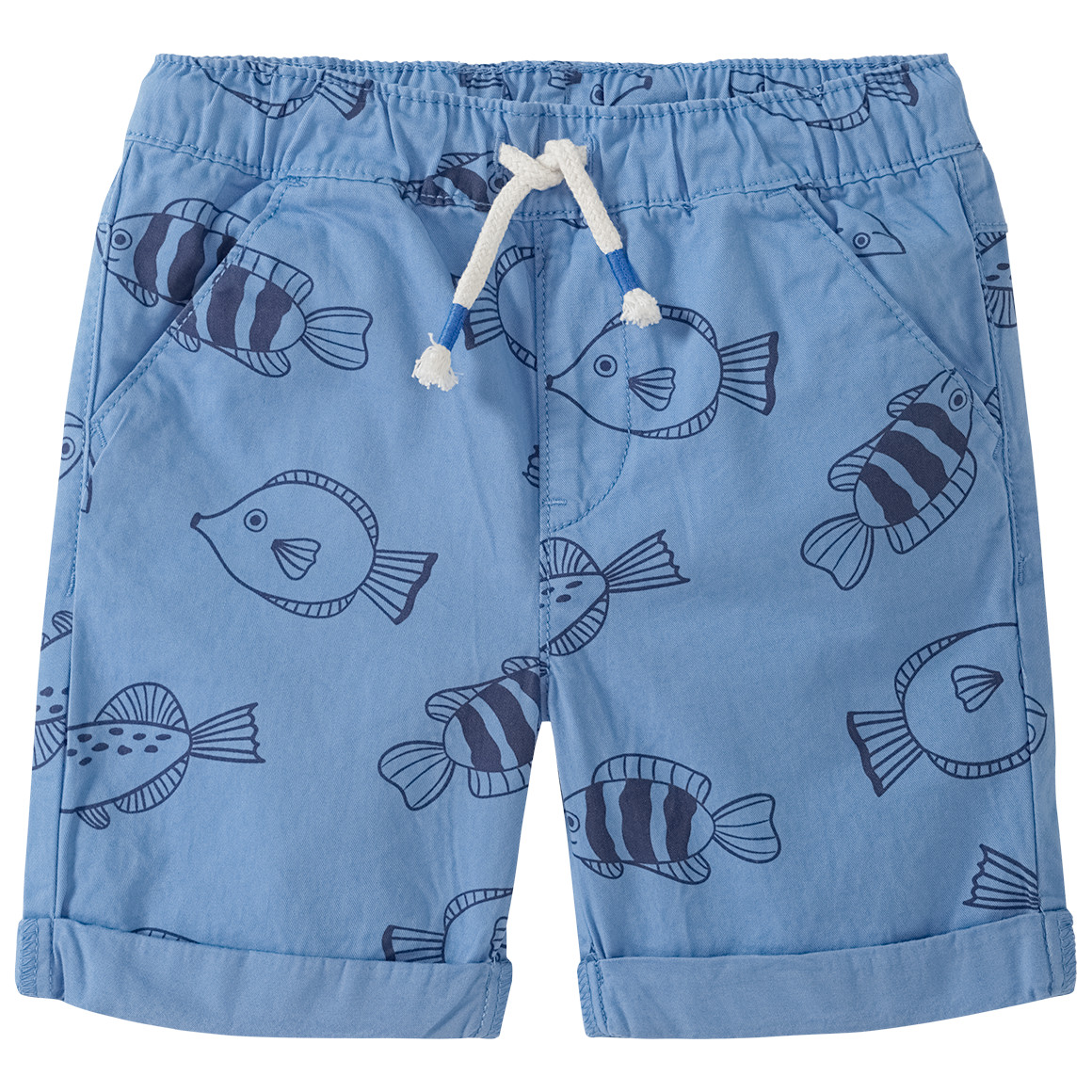 Topomini Baby Shorts mit Fisch-Allover blau