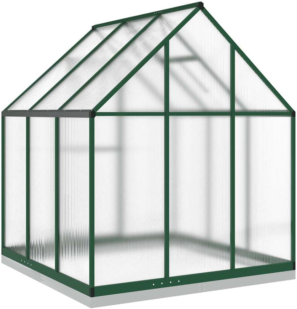 Gewächshaus Treibhaus mit Transparent PC Platten Dachfenster & Tür & Fundament Winterfest Gartengewächshäuser Begehbares Pflanzenhaus für Garten Outdoor Silber 100 x 100 x 60 cm Edelstahl