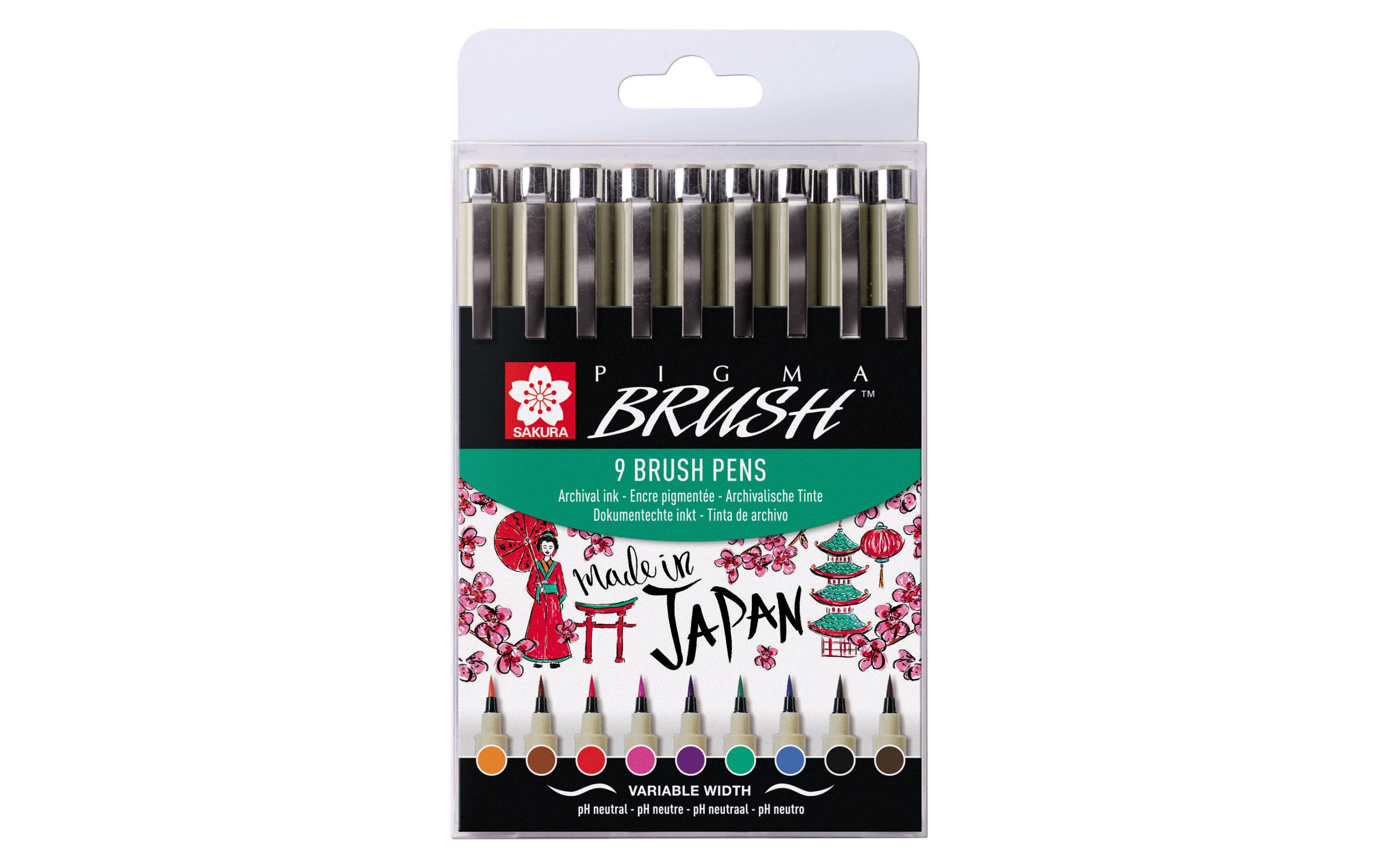 Brushpen Pigma 9er SetSakura Pigma Brush Etui