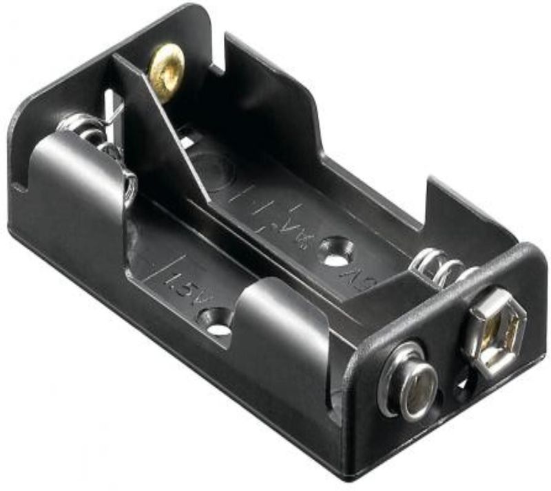 Batterijhouder voor 2 AA-batterijen - push-on bevestiging - versie 1