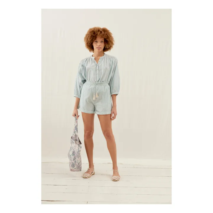 Louise Misha Blouse Jeannali Rayures Coton Bio - Collection Femme | Bleu